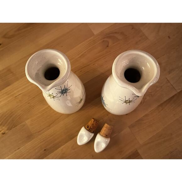 Franciscan Atomic Starburst Oil & Vinegar Cruets with Stoppers Vintage Rare - Picture 4 of 8